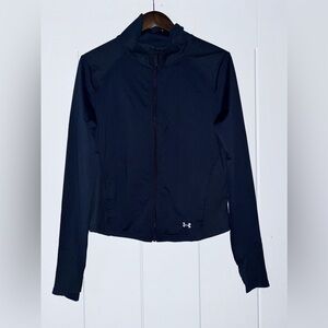 NEW Under Armour‎ Full Zip Mock Neck Long Sleeve Top Athletic Running Logo Large